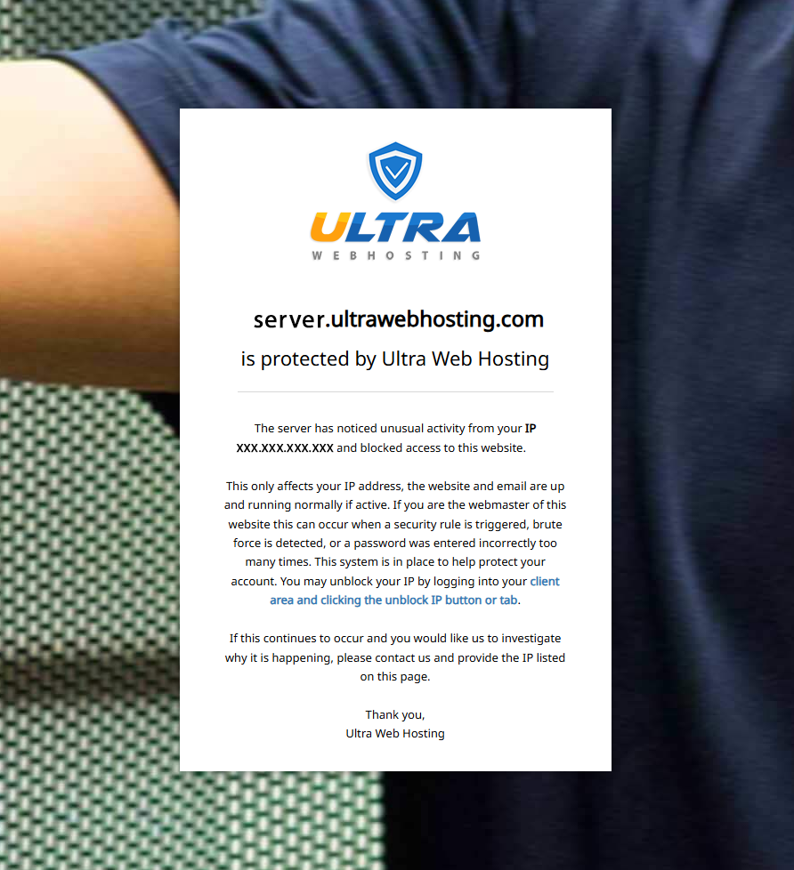 Firewall block detection showing your blocked IP address